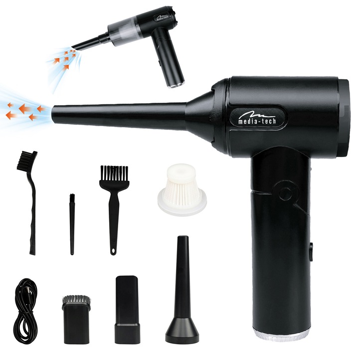 Акумулаторна духалка и прахосмукачка 2 в 1 Media-Tech JET AIR DUSTER MT6538, 6800PA, USB-C, LED