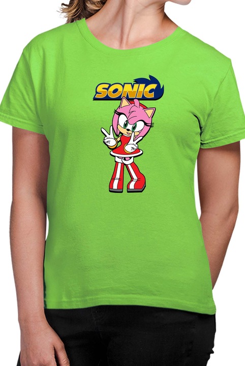 Tricou dama SONIC the Hedgehog OPT Amy, Verde menta
