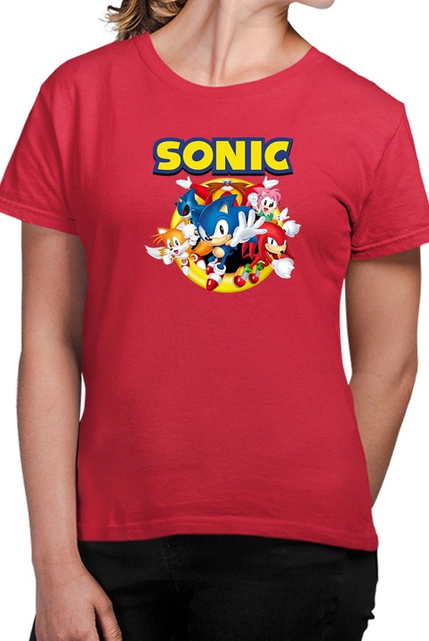 Tricou dama SONIC the Hedgehog OPT Heroes, Rosu