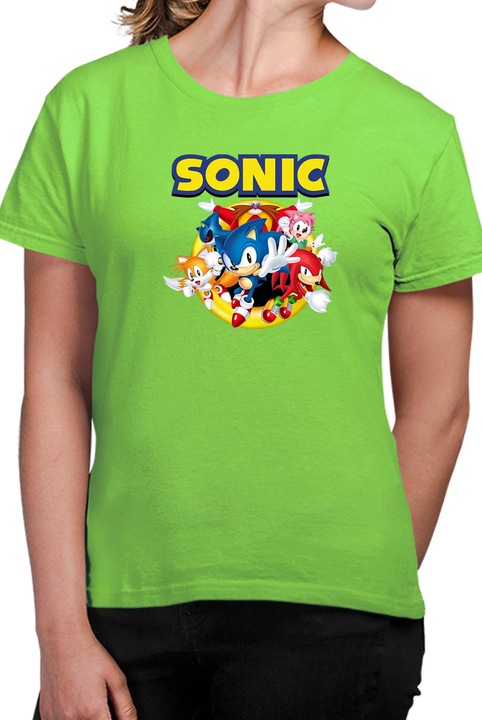 Tricou dama SONIC the Hedgehog OPT Heroes, Verde menta
