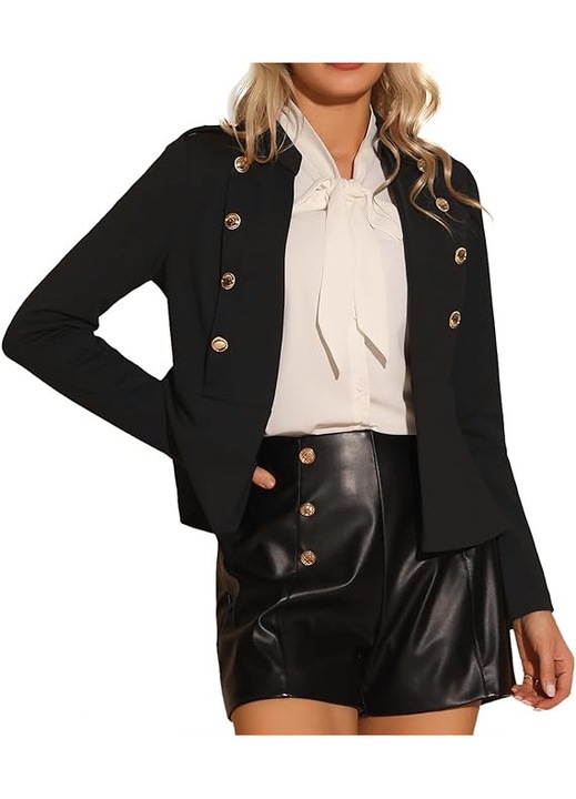 Sacou scurt, elegant cu manec lunga si nasturi decorativi XS