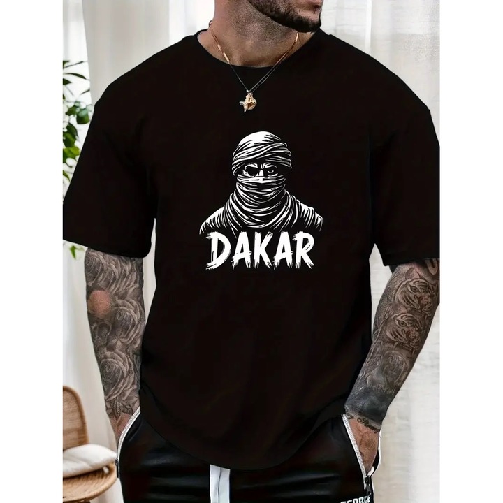 Tricou barbati DAKAR Ink, Classic Regular Fit, Bumbac 100%, Vegan Approved NEGRU, XL