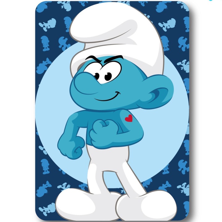 Patura din fleece Hoopikek Smurf Hefty Smurf 100x140cm