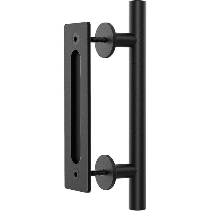 Maner usa glisanta 30cm, otel carbon, negru, design cu prindere, set cu suruburi