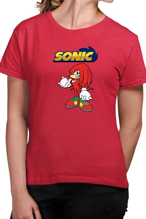 Tricou dama SONIC the Hedgehog OPT Knuckles, Rosu