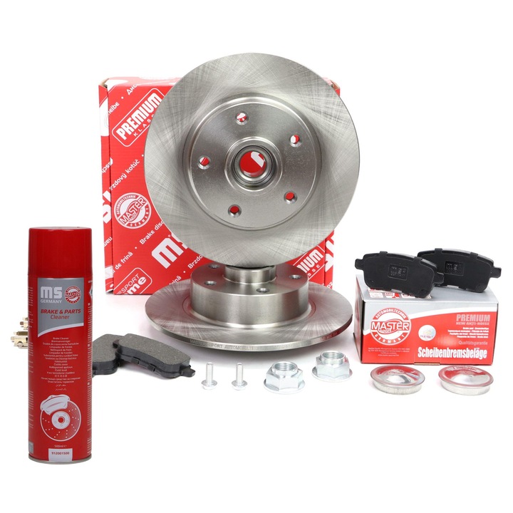 Master Sport Germany féktárcsa és betét készlet, 260x45.3mm, 106mm, hátsó csapággyal, 200801181