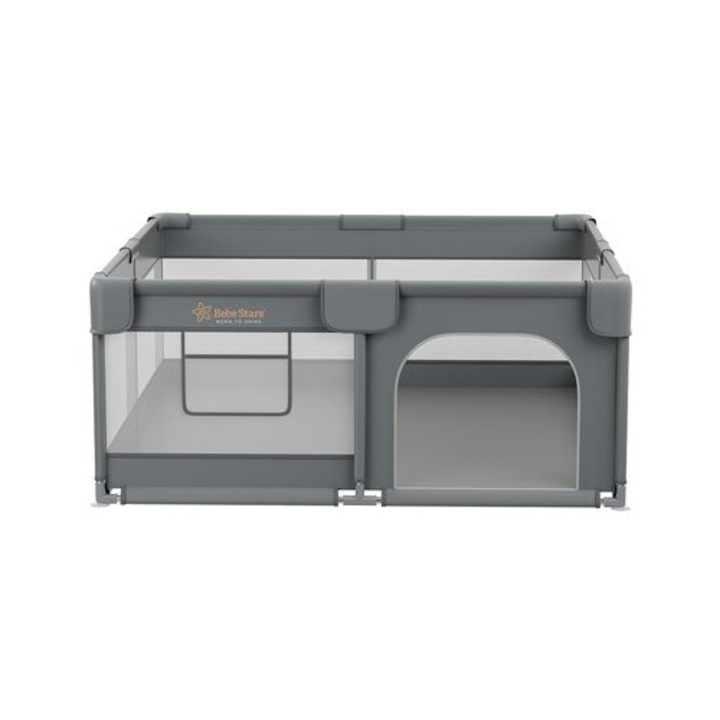 Tarc de joaca pentru bebelusi, Bebe Stars, Playzen, 150x150 cm, Gri