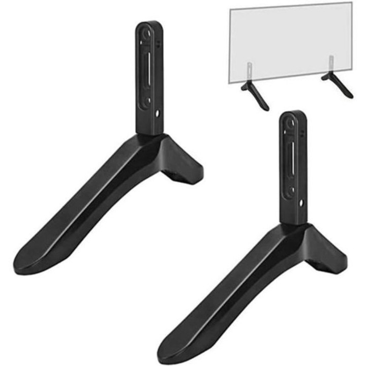 Suport TV, 2 piese, structura din aliaj de aluminiu, pentru ecrane 32-65 inch, capacitate 45 kg, negru