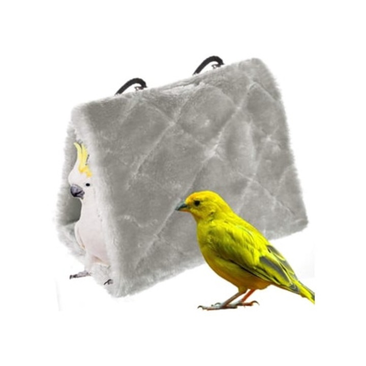 Cuib de iarna suspendat, incalzit, pentru pasari, gri