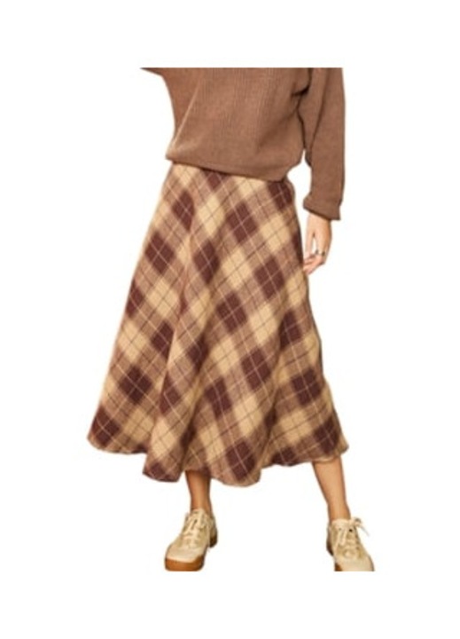 Fusta lunga GSEDAOX talie inalta, buzunare laterale, multicolor, poliester, Multicolor