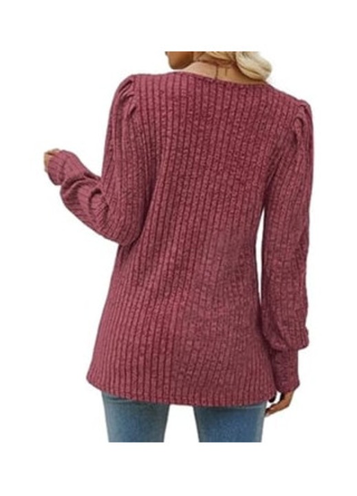 Bluza dama, Gsedaox, lunga, maneci bufante, rosu, poliester