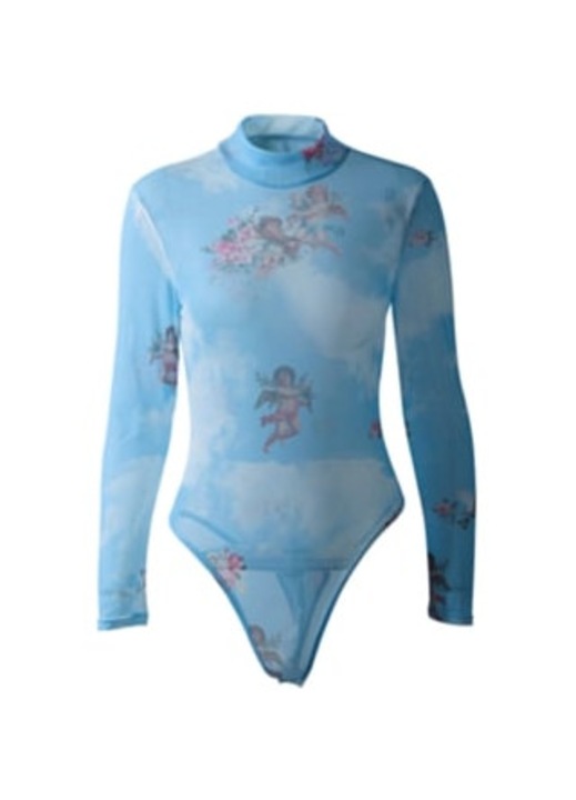 Дамско боди от полиестер, синьо, M INTL