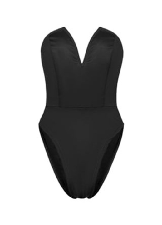 Дамско боди, без презрамки, черно, полиестер, XL INTL