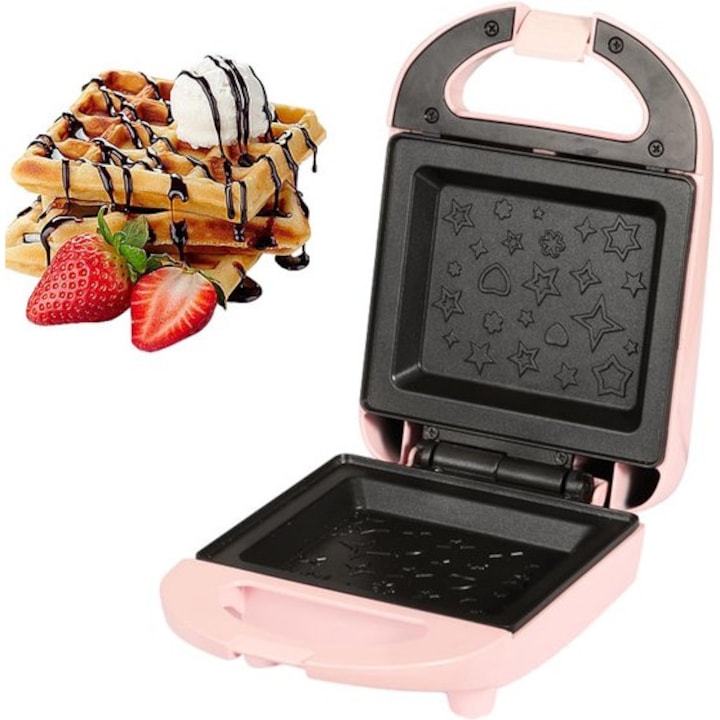 Sandwich maker, Rohnson, 900 W, 2 sandwich-uri, functie blocare, picioare antiderapante, maner izolat termic, carcasa din otel inoxidabil, protectie supraincalzire, argintiu, 1.73 kg, negru, cablu 1m