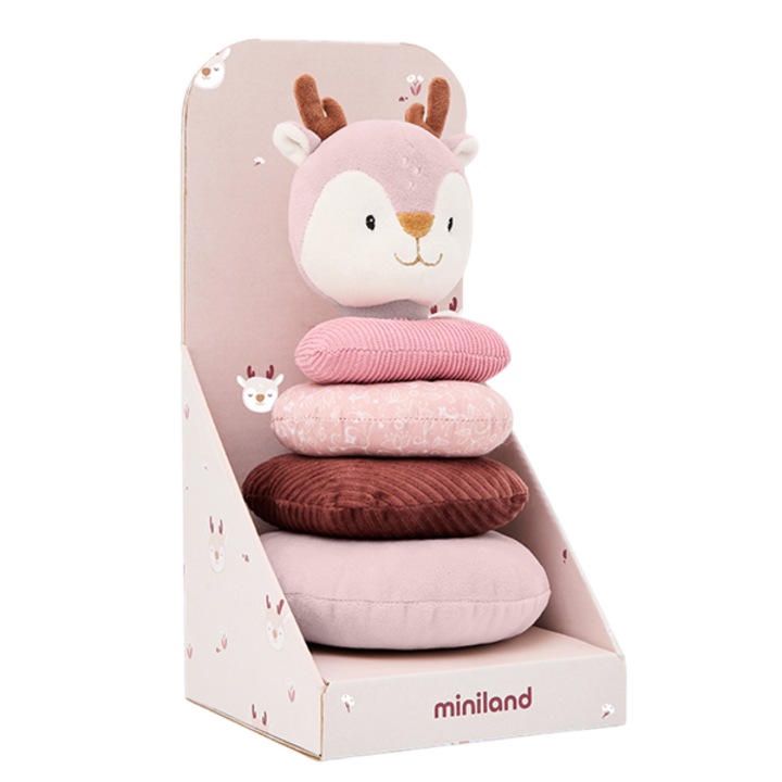 Jucărie educativă Miniland, stivuit din plus, 0 luni+, caprioară, 13.5x25.5cm