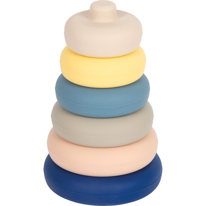 Кула за подреждане за деца, Small Foot, силикон, 6 броя, многоцветна, 7x7x13см