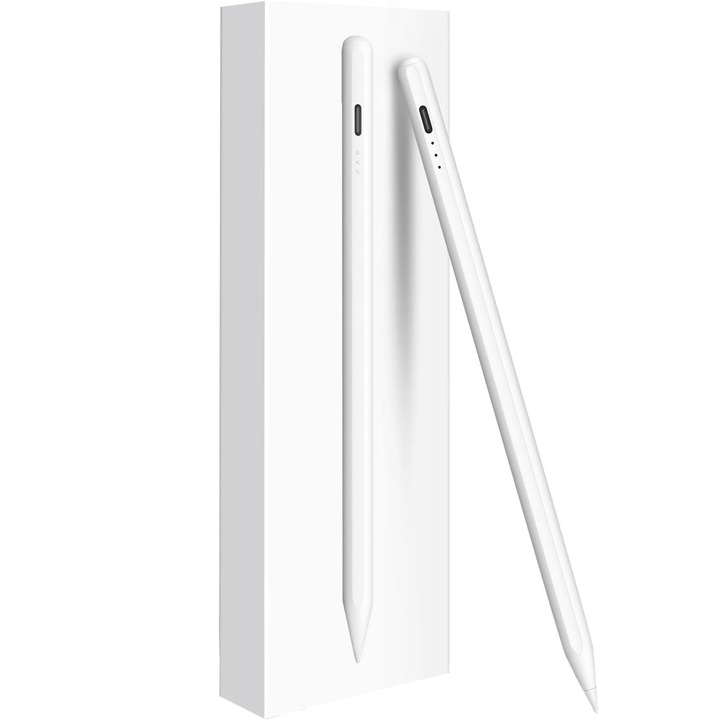 Stylus pen Fearmbrace Pen Pro pentru Apple iPad 2018–2024, USB-C, palm rejection, pornire tactila, inclinare, magneti dubli, incarcare rapida, 8h autonomie, compatibil iPad Pro 11"(1st-4th/M4), 12.9"(3rd-6th), Air 3/4/5/M2, Mini 5/6, iPad 6–10, Alb