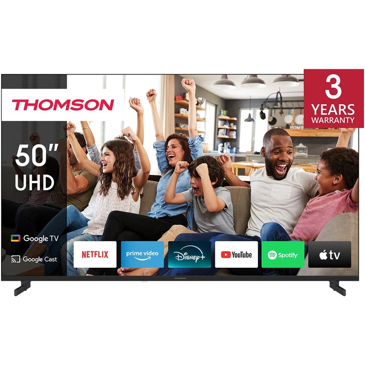 Televizor LED Smart THOMSON 50UG4S14, Ultra HD 4K, 126 cm, Clasa E, Negru