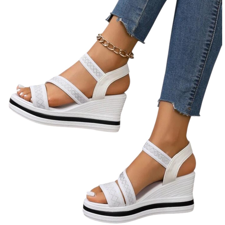 Sandale dama, albe, talpa ortopedica, 36EU