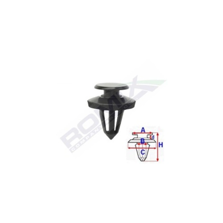 Cleme tapiserie Romix 8x21.4mm negre, set 10 buc