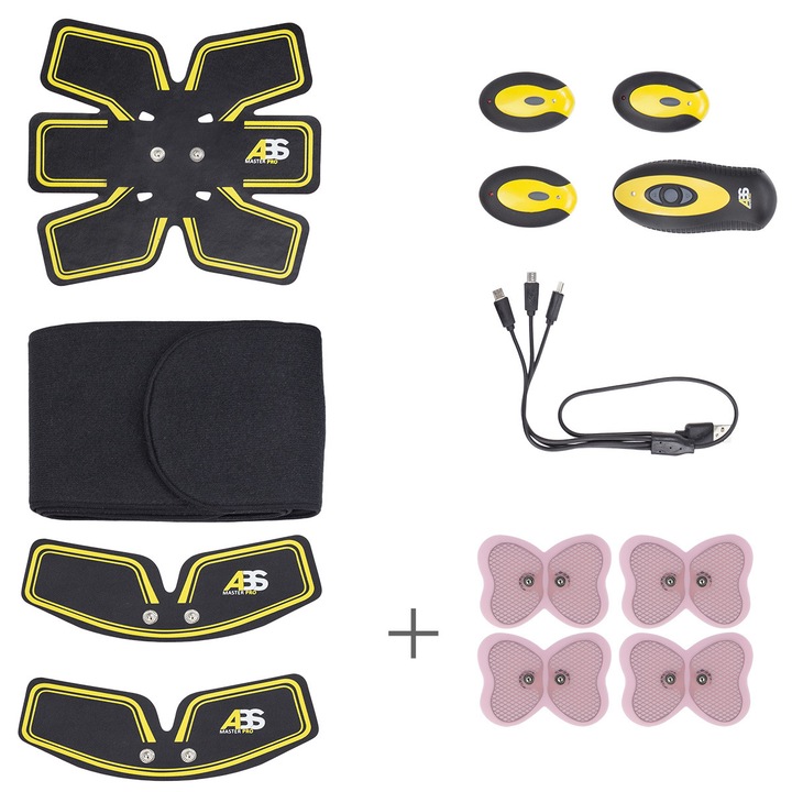 Set multifuncțional electrostimulator muscular ABS Master Pro Multi, inny, 6 moduri, 20 intensități, multicolor