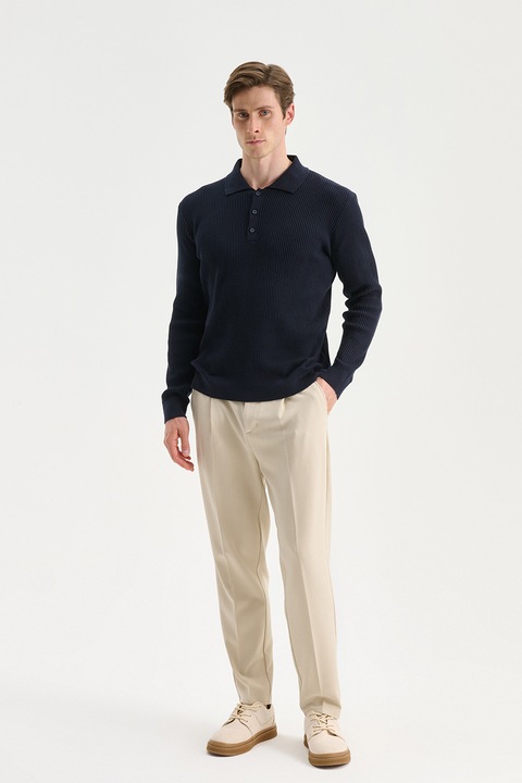 LC WAIKIKI, Pulover polo cu aspect striat, Bleumarin