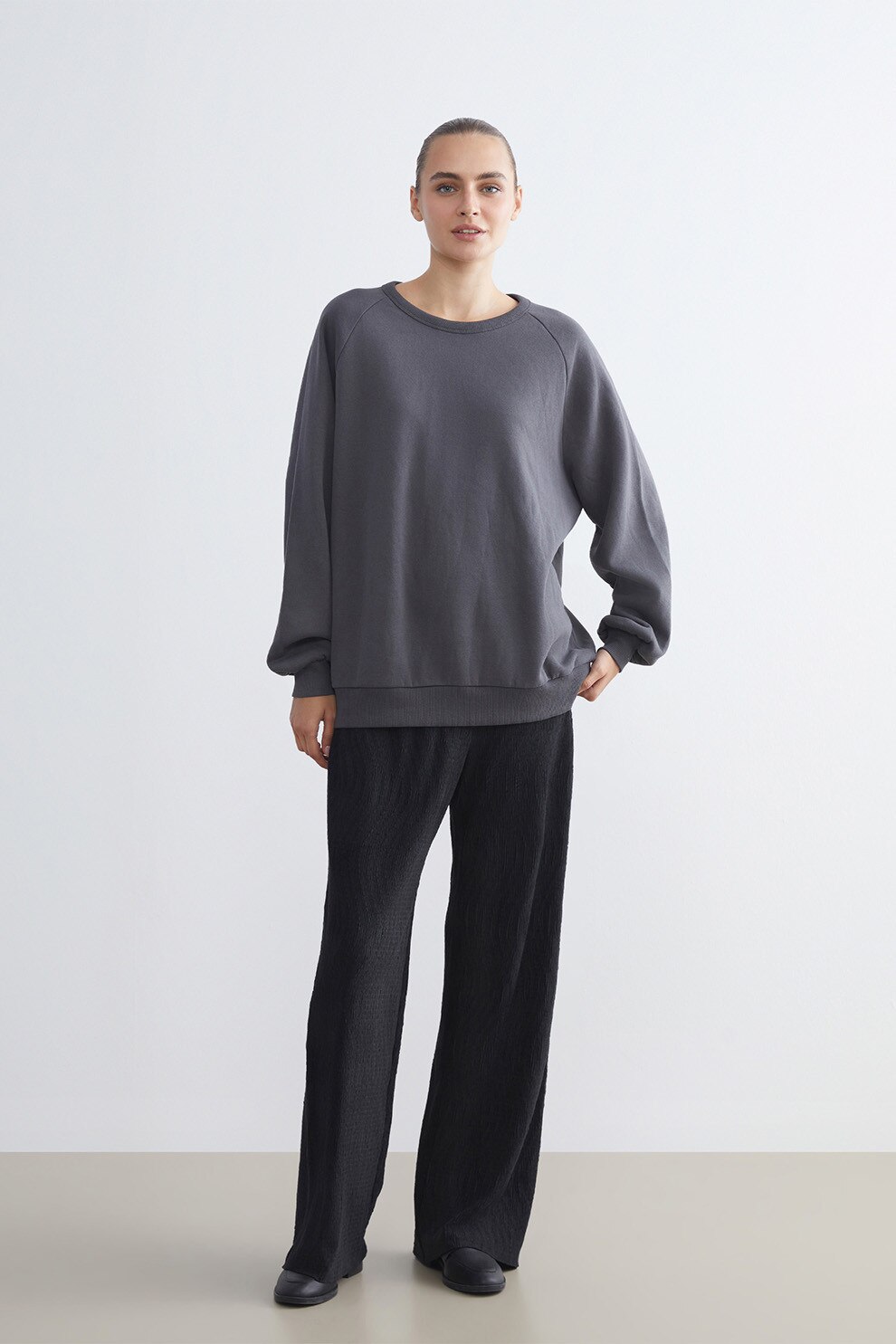 LC WAIKIKI, Pantaloni drepti cu talie inalta, Negru, 42