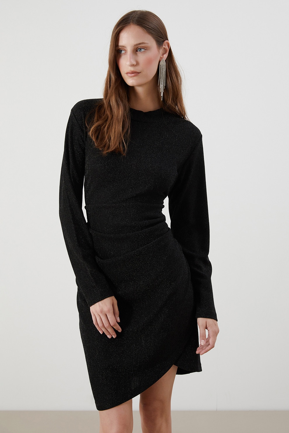 LC WAIKIKI, Rochie midi uni petrecuta, Negru, 48