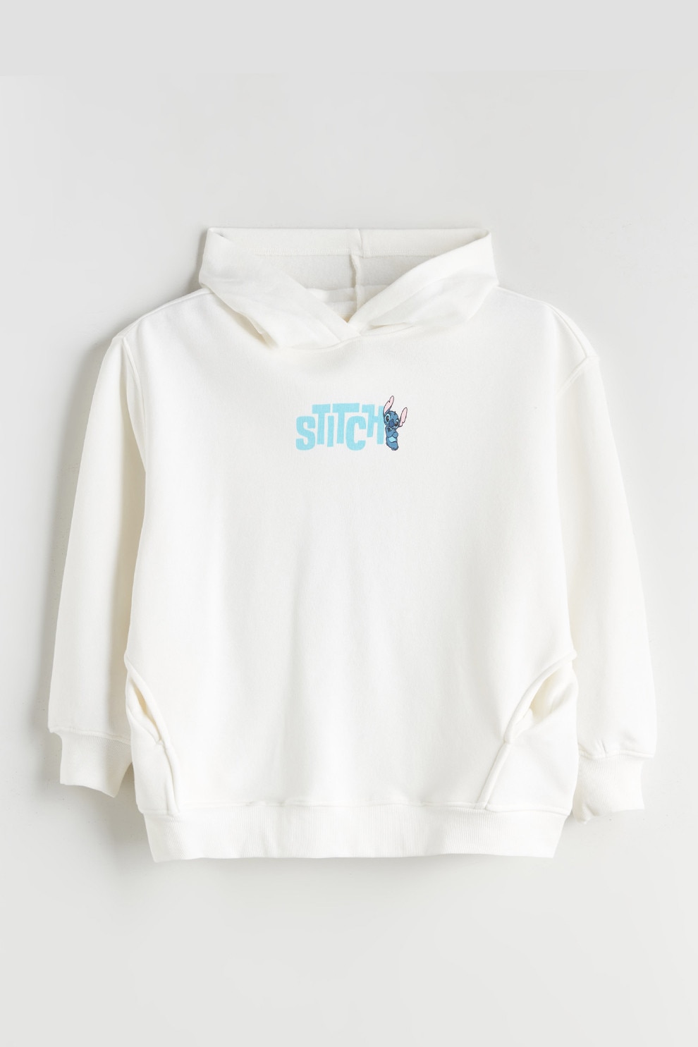 LC WAIKIKI, Hanorac din amestec de bumbac cu imprimeu Stitch, Alb