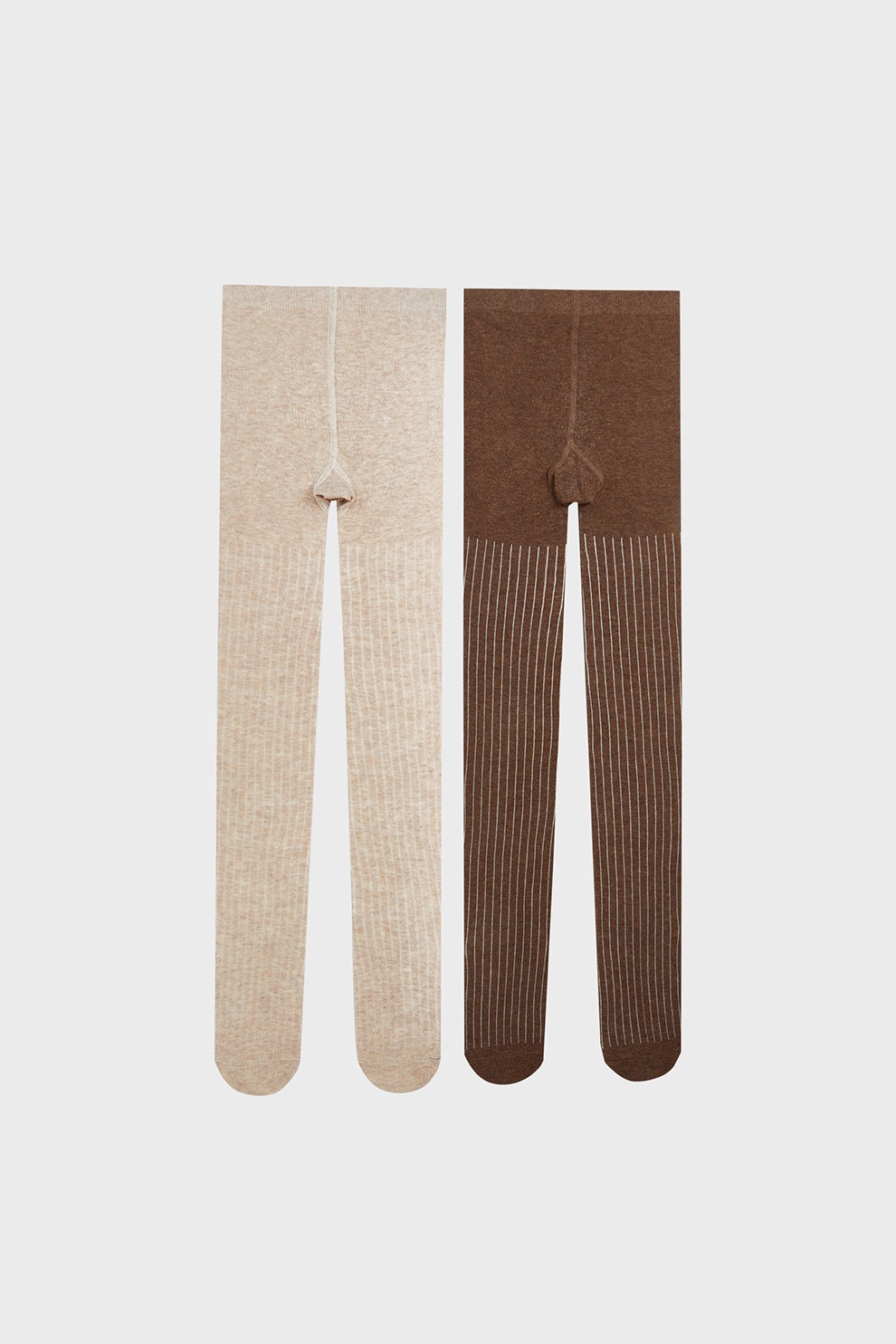 LC WAIKIKI, Set de dresuri striate - 2 perechi, Maro, Maro nisip