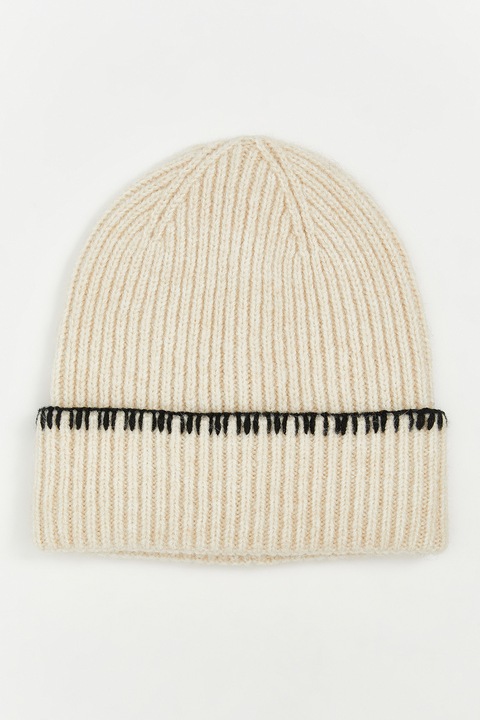 LC WAIKIKI, Caciula tricotata cu terminatie pliabila, Negru, Crem