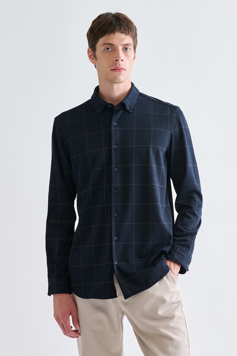 LC WAIKIKI, Camasa regular fit in carouri, Bleumarin