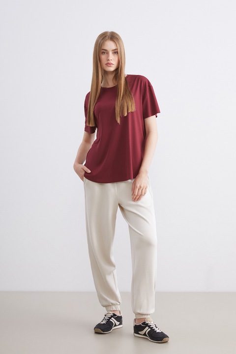 LC WAIKIKI, Pantaloni de trening cu buzunare laterale si talie elastica, Alb fildes