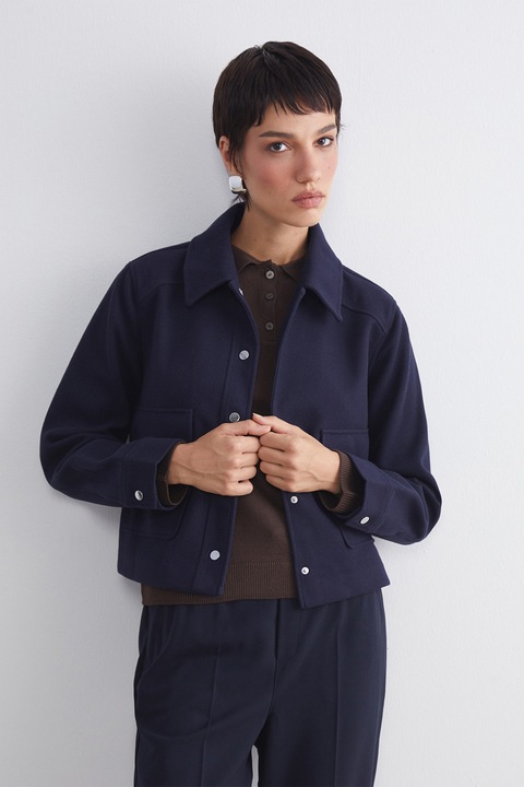 LC WAIKIKI, Jacheta crop cu model uni, Bleumarin, XL