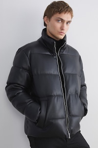 LC WAIKIKI, Jacheta de piele ecologica cu guler inalt, Negru, 2XL