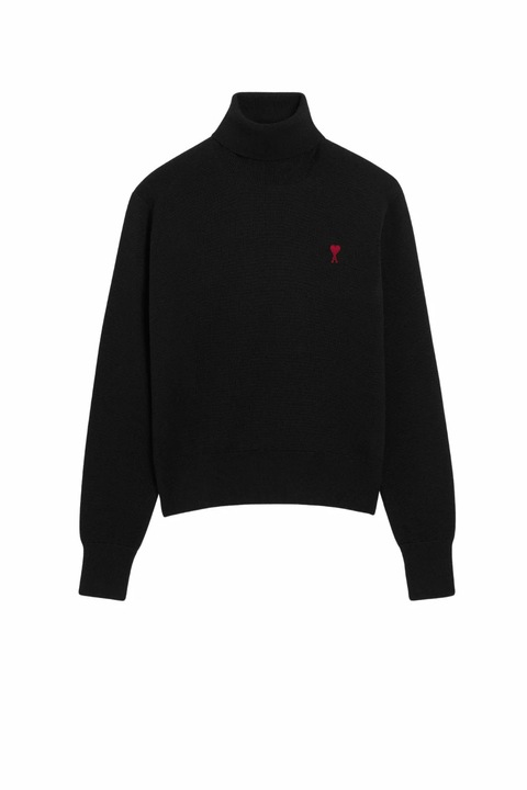 Ami Paris Ami de Coeur turtleneck black sweater, Negru
