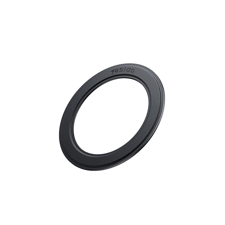 Adaptor Magnetic MagSafe Yesido – Placa Metalica Rotunda, Model din Piele, Compatibil Universal – Negru