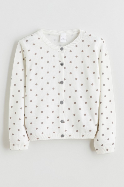 LC WAIKIKI, Cardigan cu imprimeu cu buline, Alb/Gri