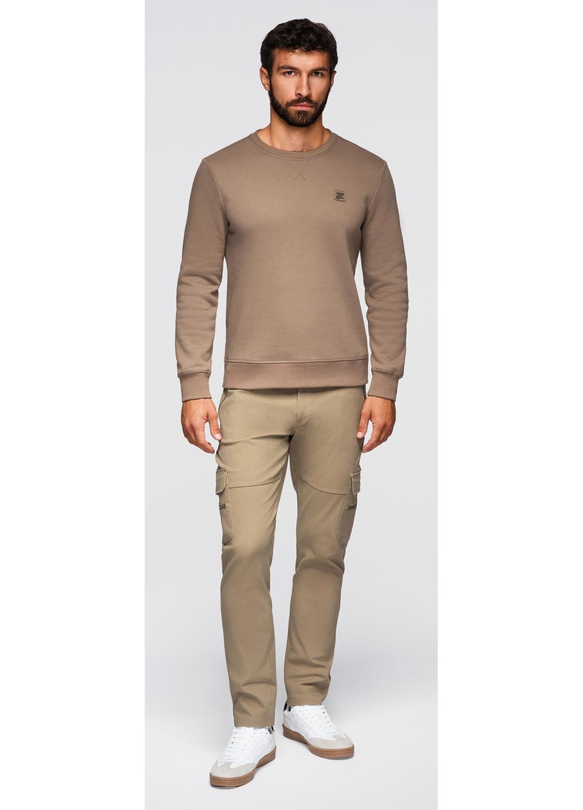 Bluza clasica cu guler rotund OMBRE OM-SSNZ-0243, Coffee, S - eMAG.ro