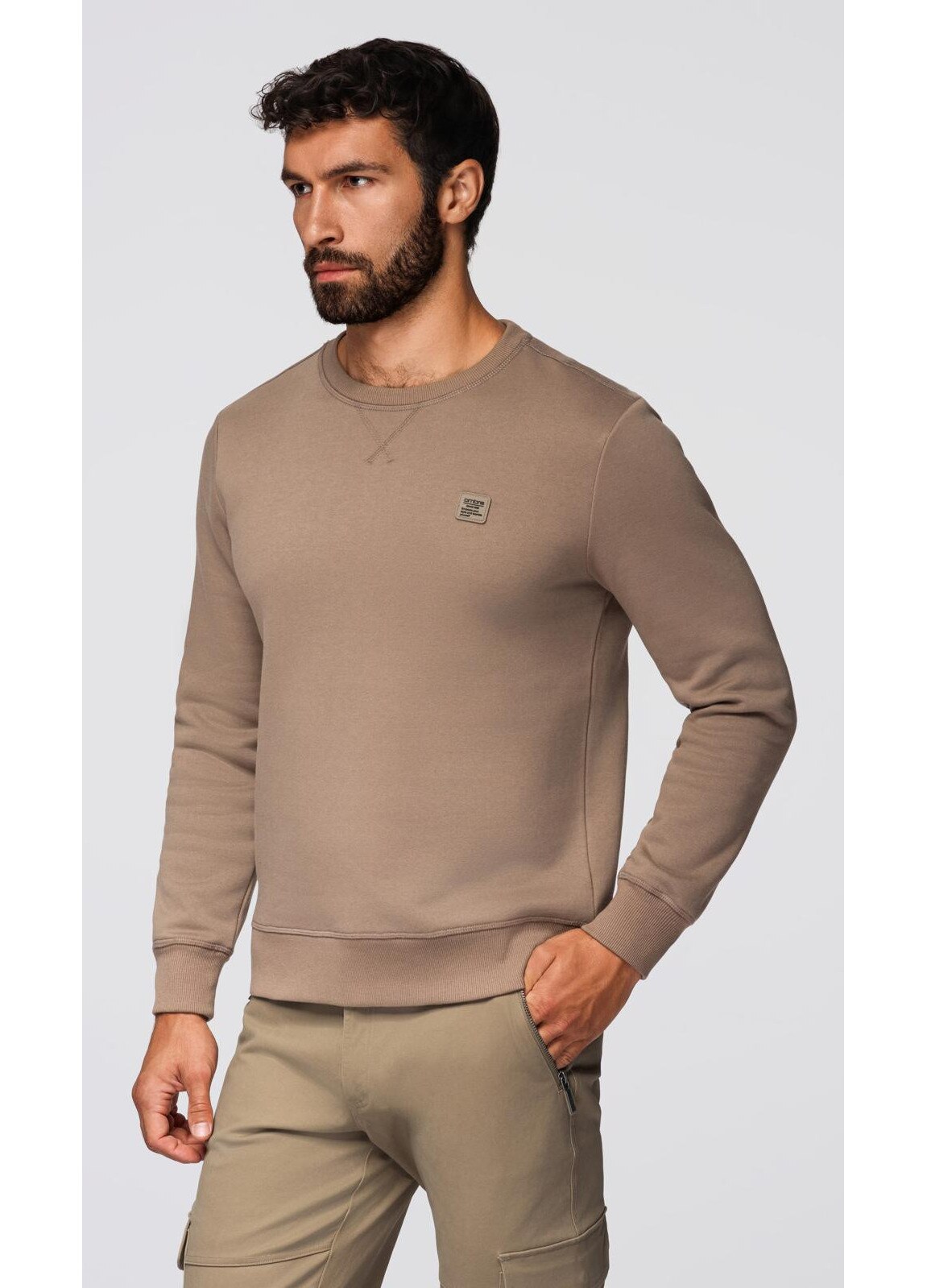 Bluza clasica cu guler rotund OMBRE OM-SSNZ-0243, Coffee, S - eMAG.ro