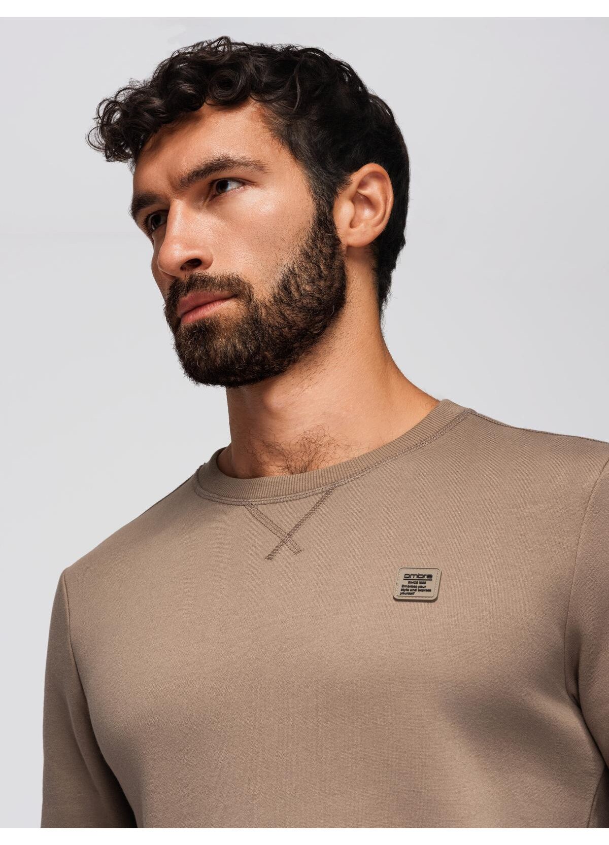 Bluza clasica cu guler rotund OMBRE OM-SSNZ-0243, Coffee, S - eMAG.ro