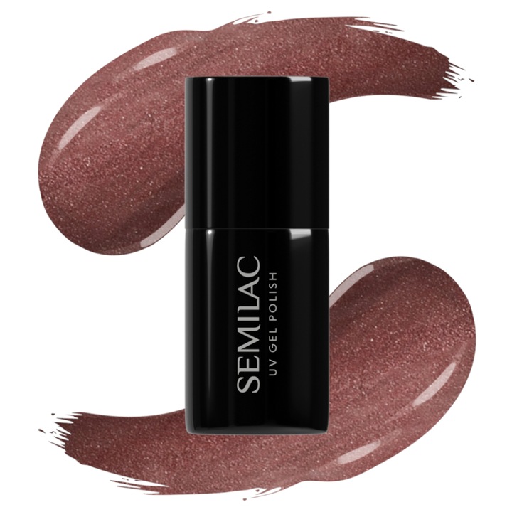Semilac Lac hibrid 940 Taupe Gloss 7ml, barna-rózsaszín szín, Cat Eye hatás