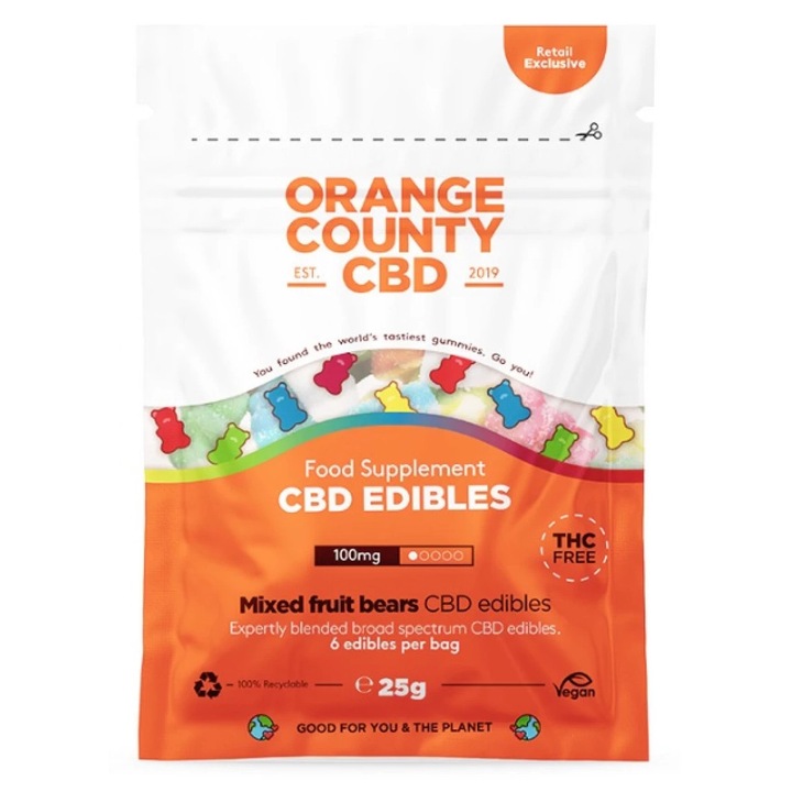 Jeleuri Orange County, mix fructe, 6 ursuleți, 25g, Vegan