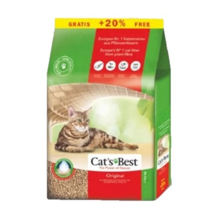 Asternut igienic pentru pisici Cat's Best Original, 10L, fibre organice, 100% compostabil, natural