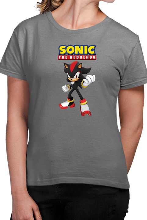 Tricou dama SONIC the Hedgehog OPT Shadow 04, Gri inchis melange