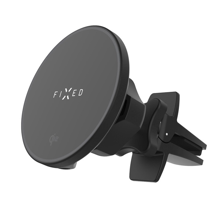 Vezeték nélküli töltő autós tartó, 15W, Qi2, Type-C- Fixed MagRound 2 (FIXMRO2-BK) - Fekete