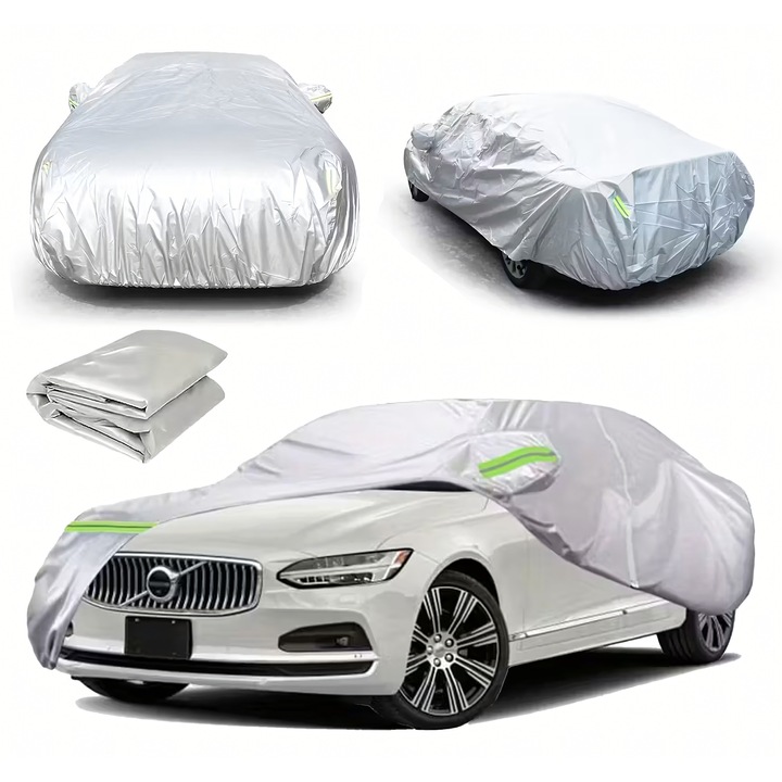 Prelata auto EBA XXL impermeabila, argintie, 505x190x150cm, protectie 4 sezoane