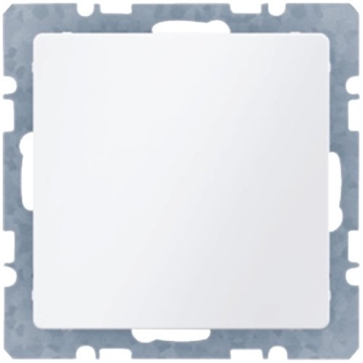 Capac de acoperire cu placa frontala, Berker Q, catifea albă, montare încastrată