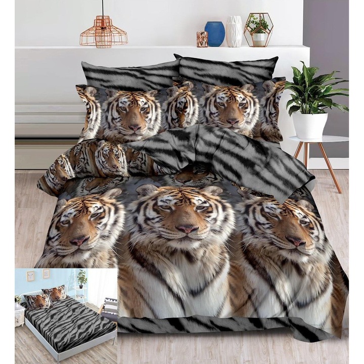 Lenjerie pat cu elastic 6 piese Mowgly SX137