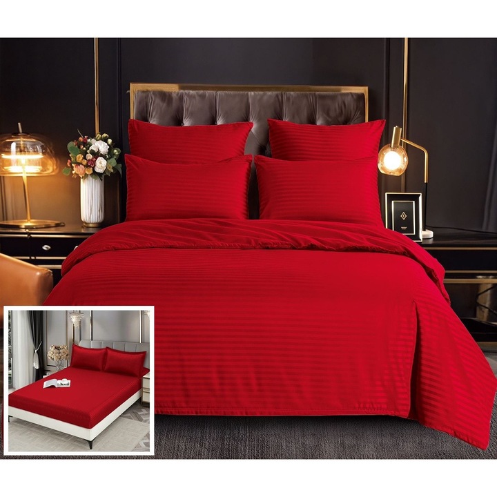 Huskar DC005 damaszt ágynemű rugalmas szegéllyel, 6 részes